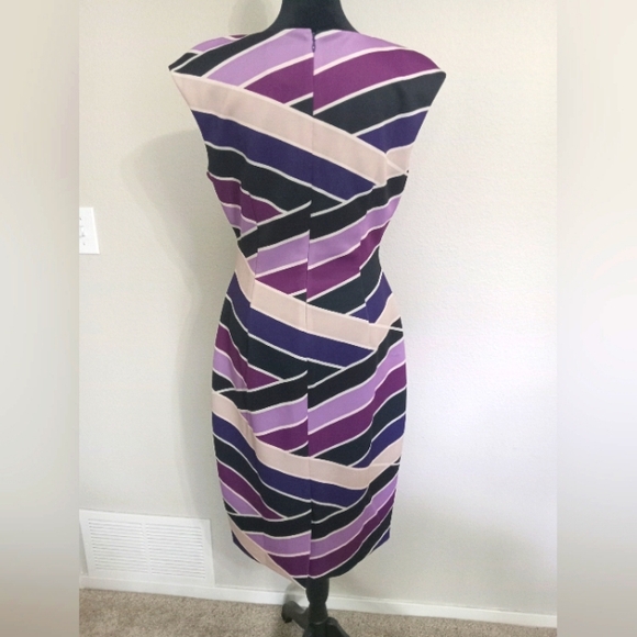 Vince Camuto Purple Striped Women's Sleeveless Dress Size 8 Career - Picture 2 of 7
